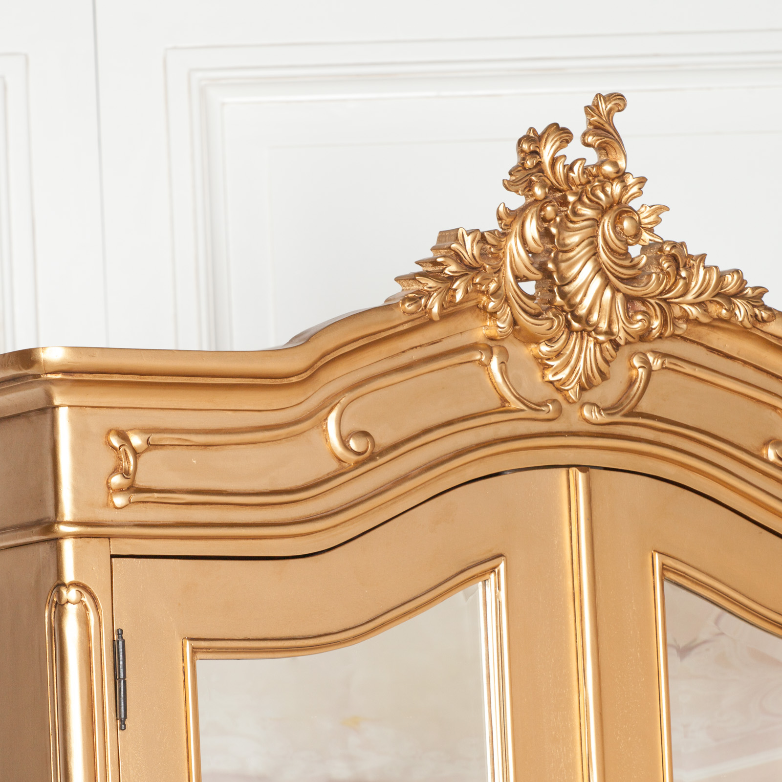 French Style Gold Carved Double Full Mirrored Armoire Maison