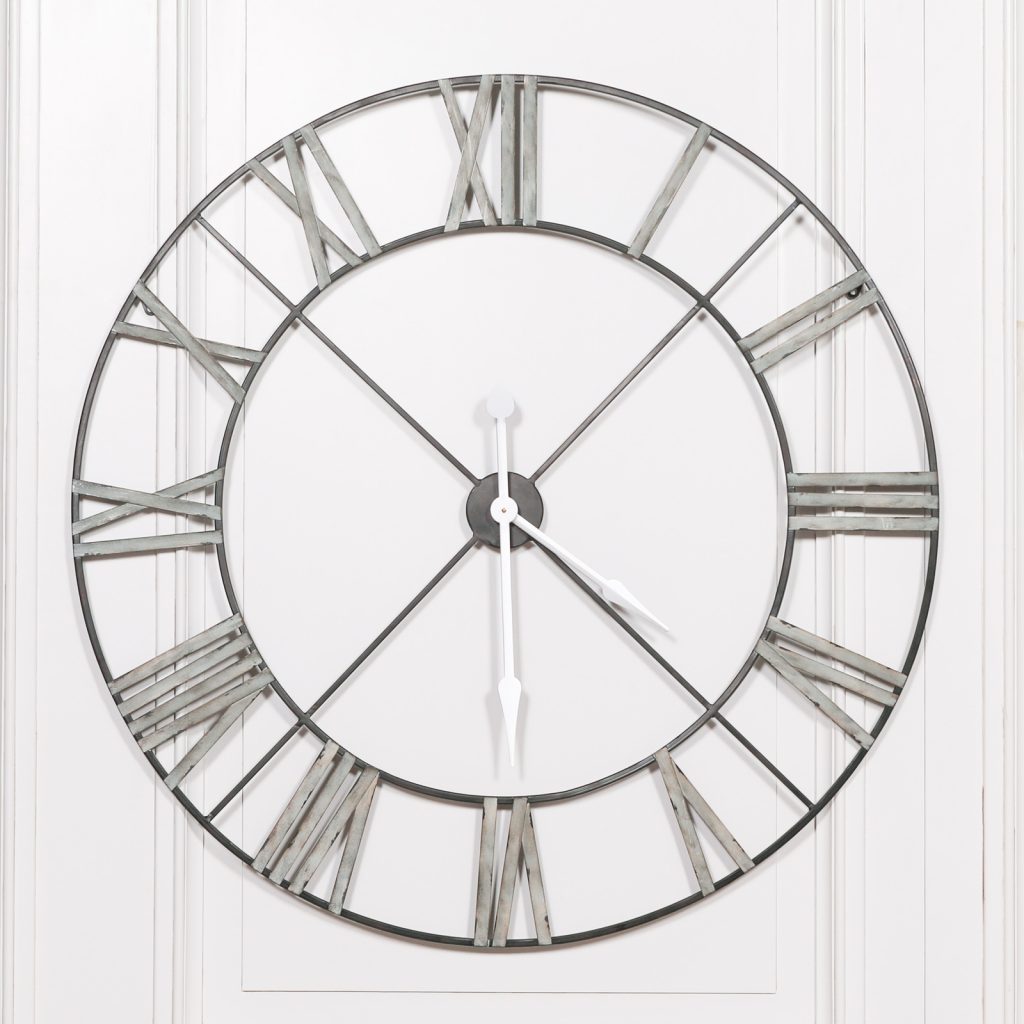 Extra Large 110cm Vintage Metal Wall Clock Maison Reproductions