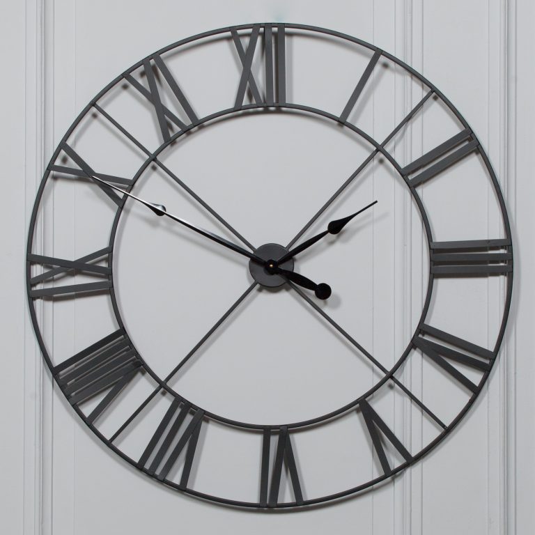 Extra Large 110cm Black Metal Wall Clock Maison Reproductions
