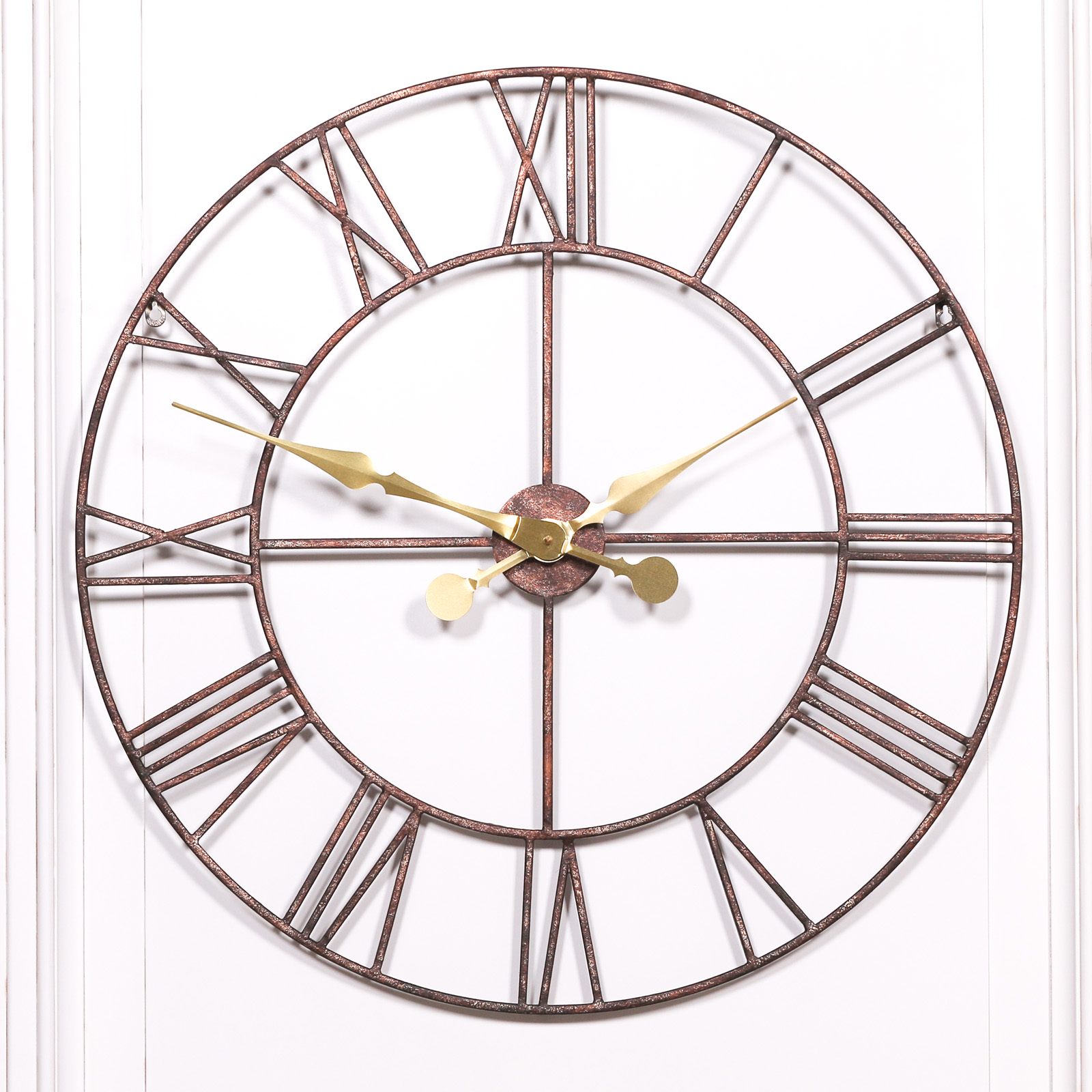 Rustic Metal 76cm Wall Clock with Gold Hands Maison Reproductions