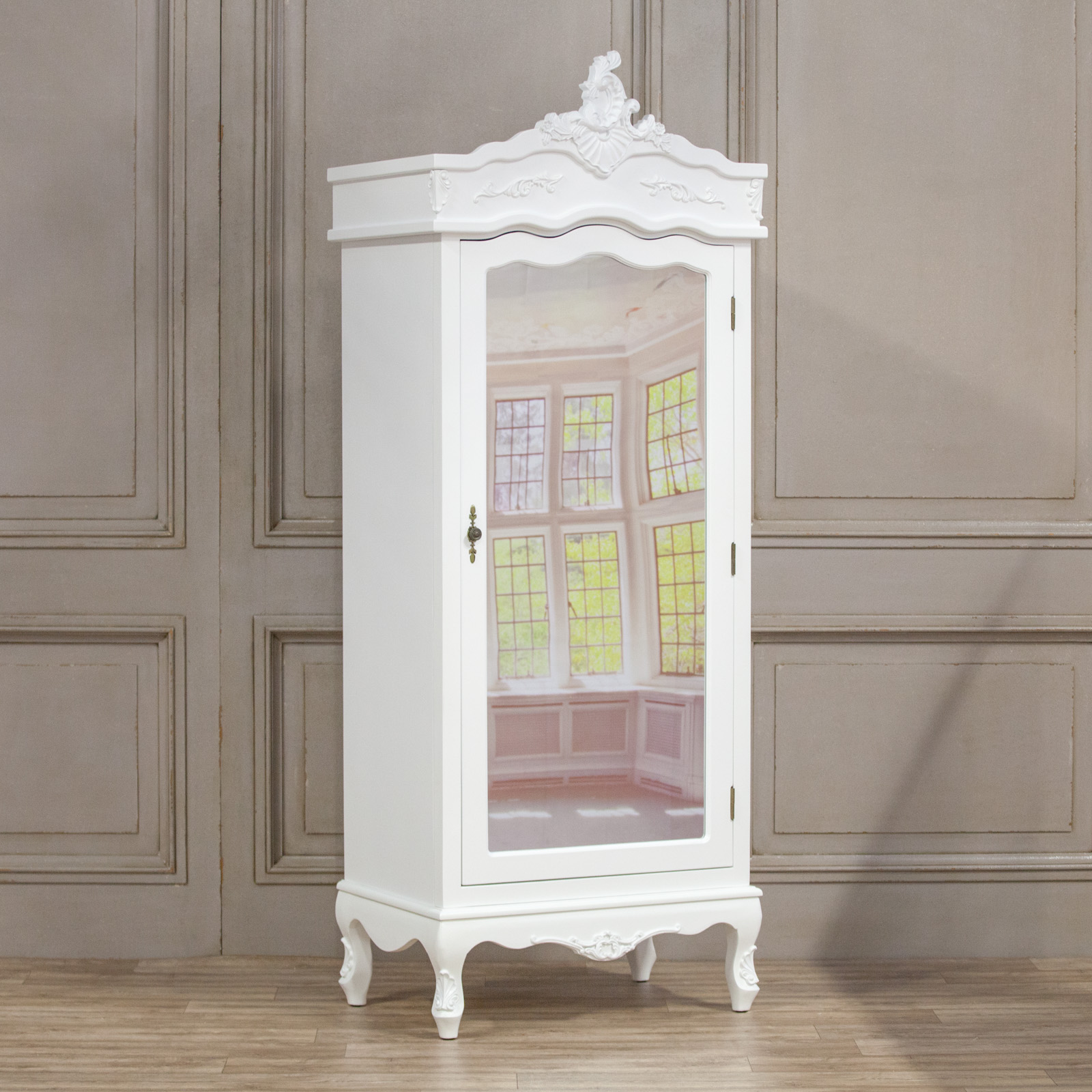 French White Single Door Armoire with Mirrored Door Maison Reproductions