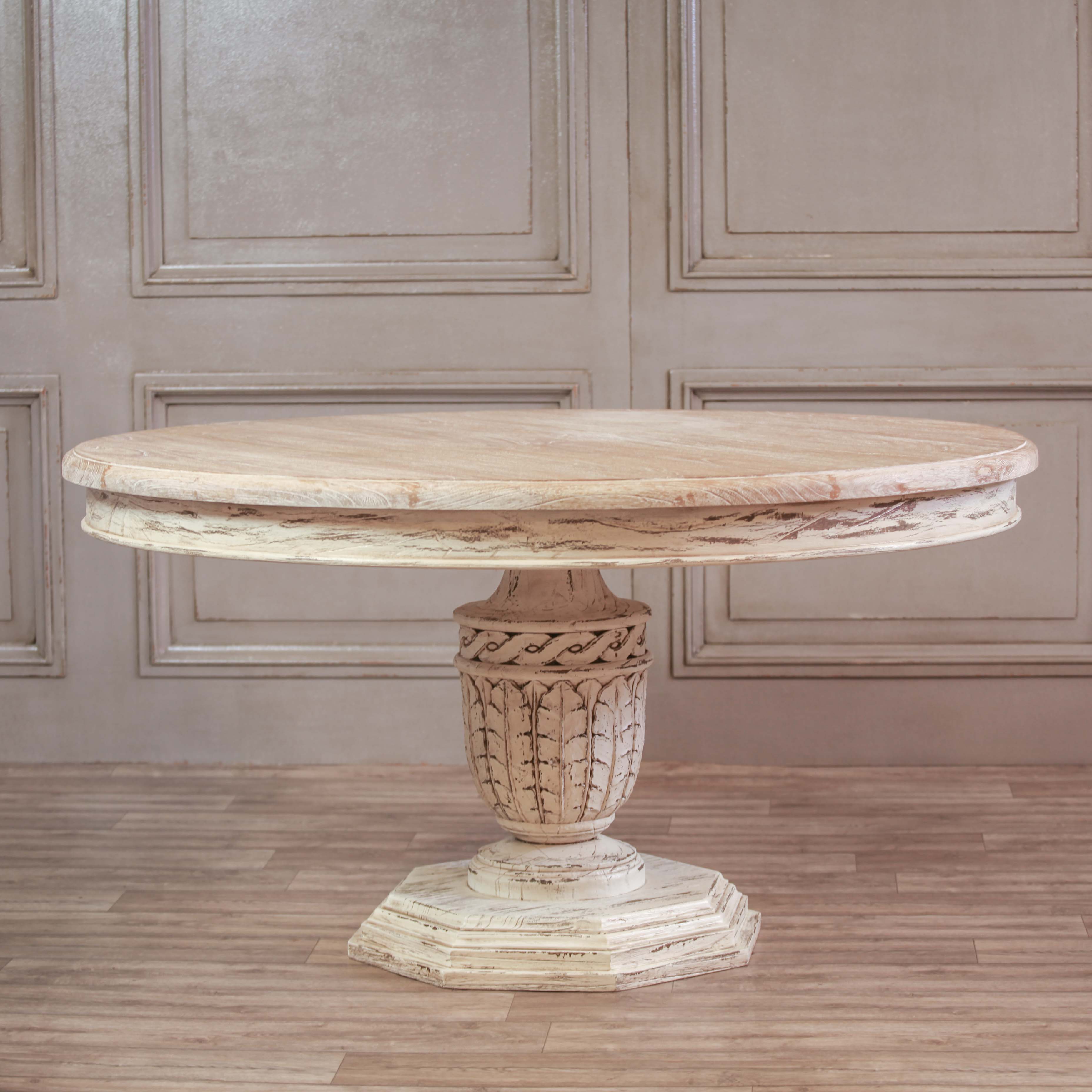 Heavy Distressed 145cm Round Dining Table Maison Reproductions