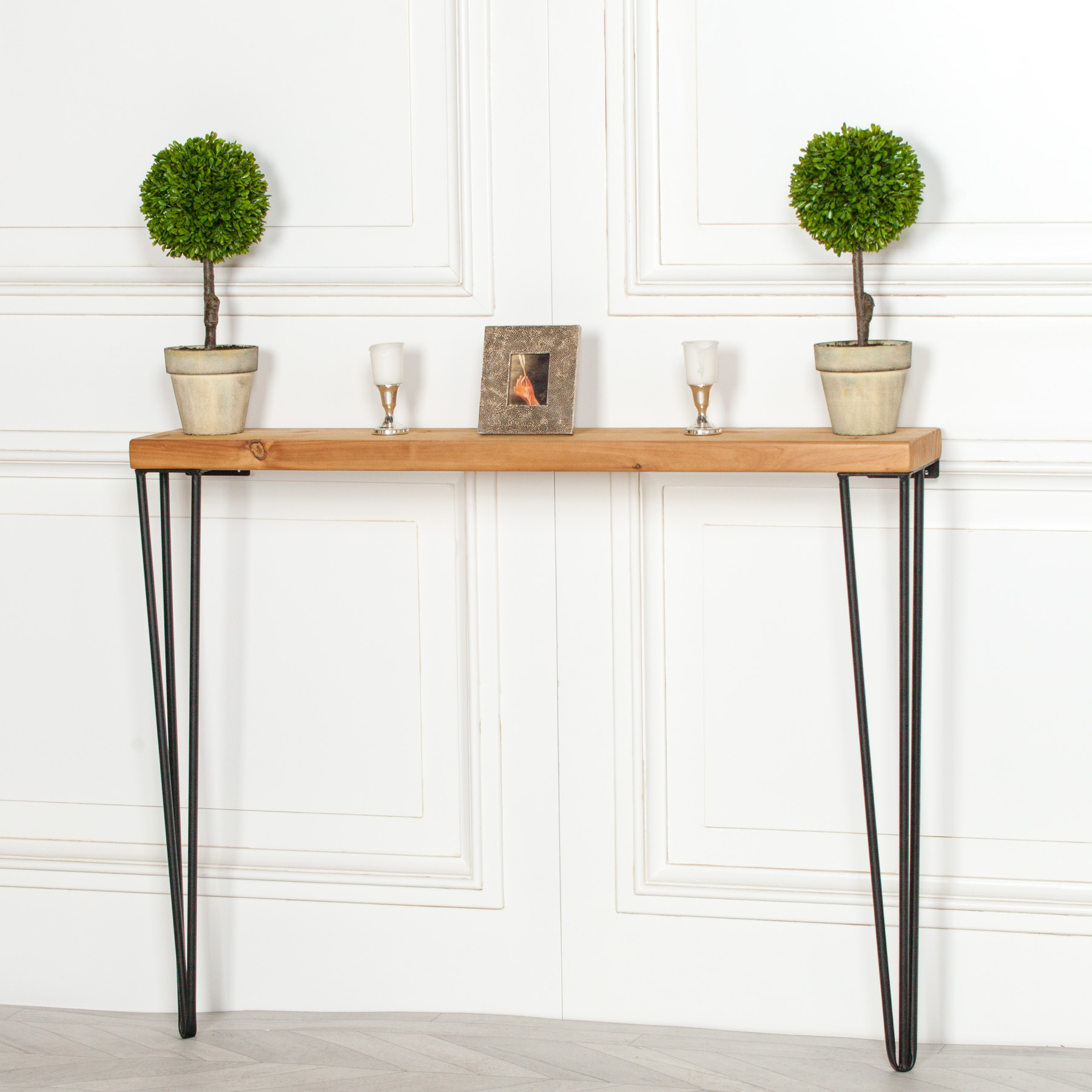 Rustic Wooden Hairpin Hall Table Console 77cm Maison Reproductions