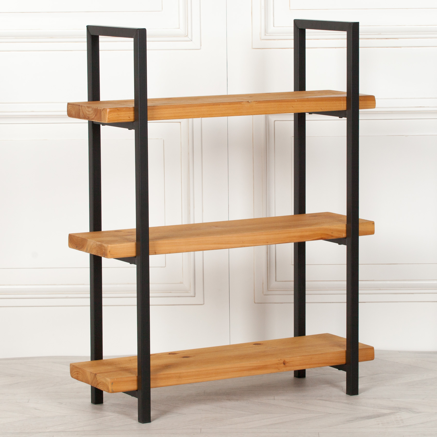 Rustic Wooden Industrial 3 Tier Bookcase Shelving Maison Reproductions