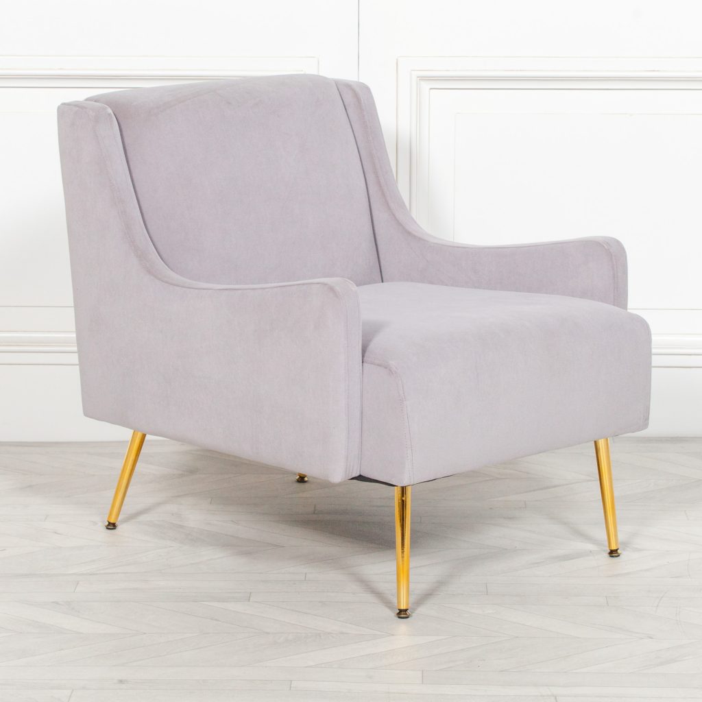 Grey Velvet Sofa Chair - Maison Reproductions