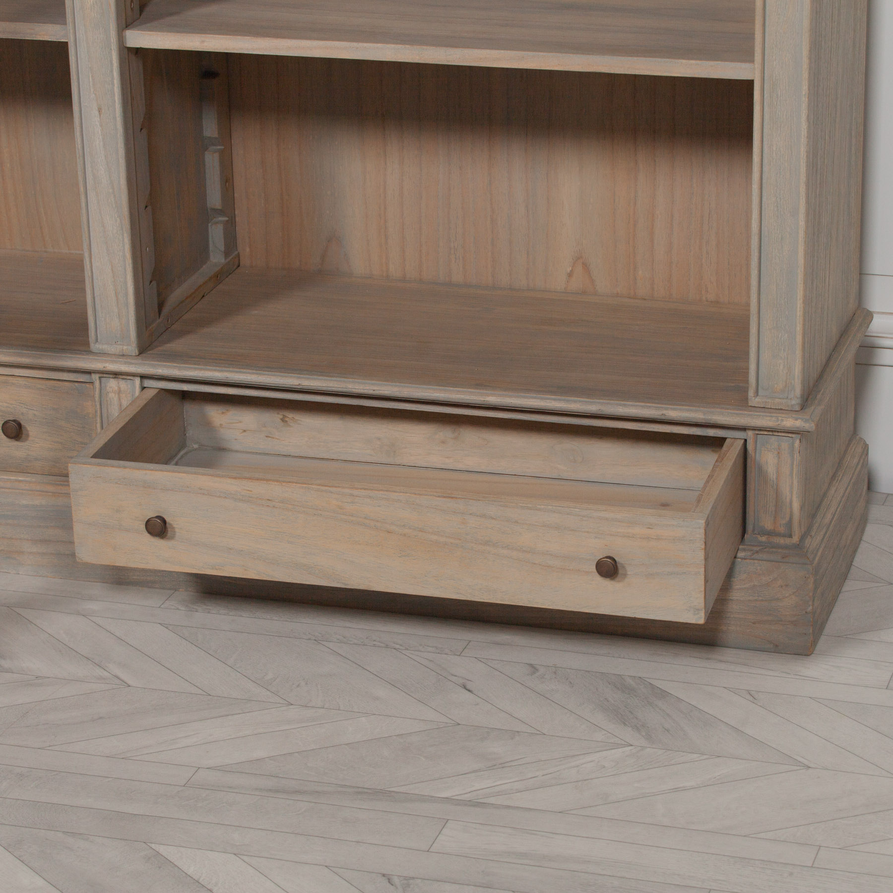 Large Rustic Wooden Bookcase with Ladder Maison Reproductions