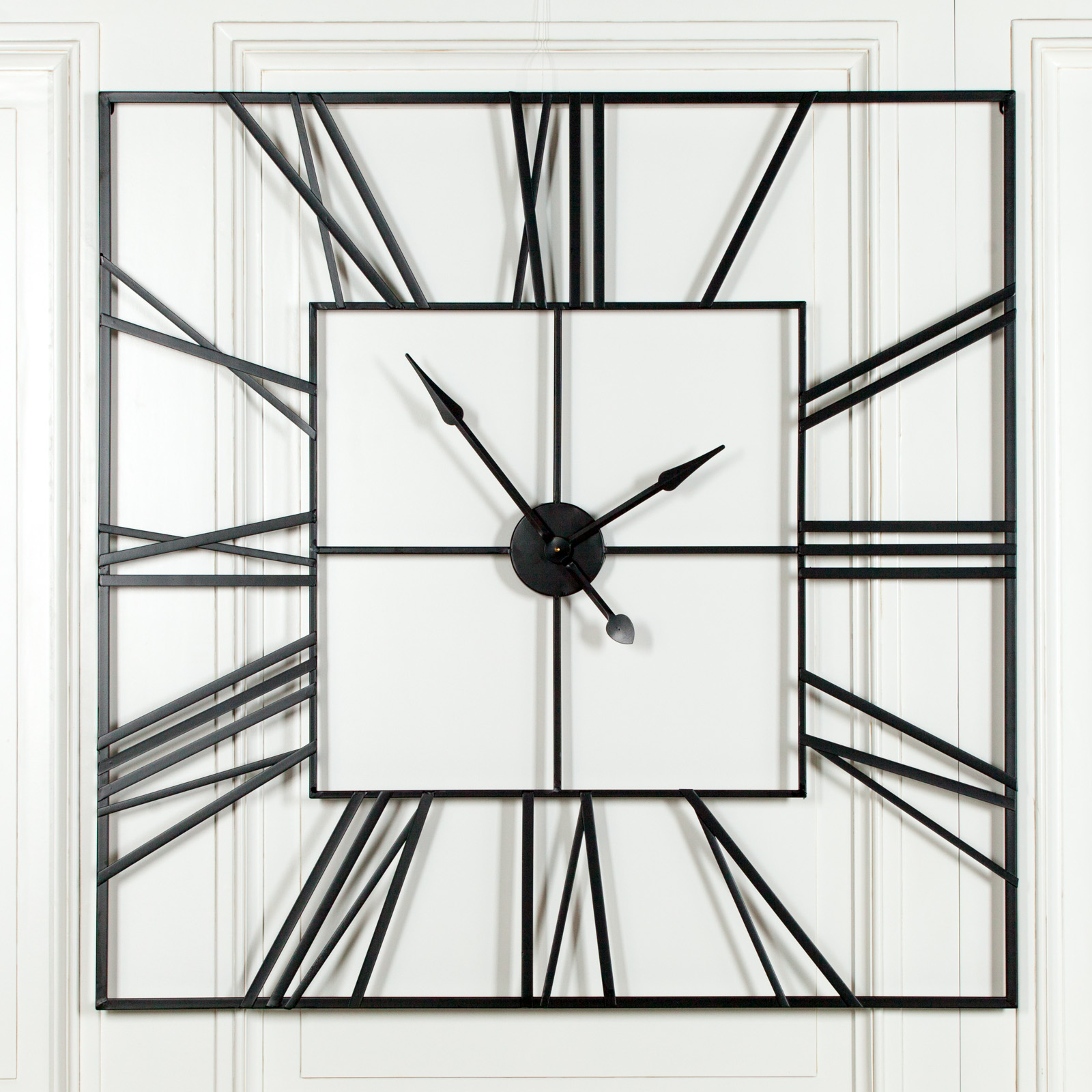 Extra Large 120cm Black Square Metal Wall Clock Maison Reproductions