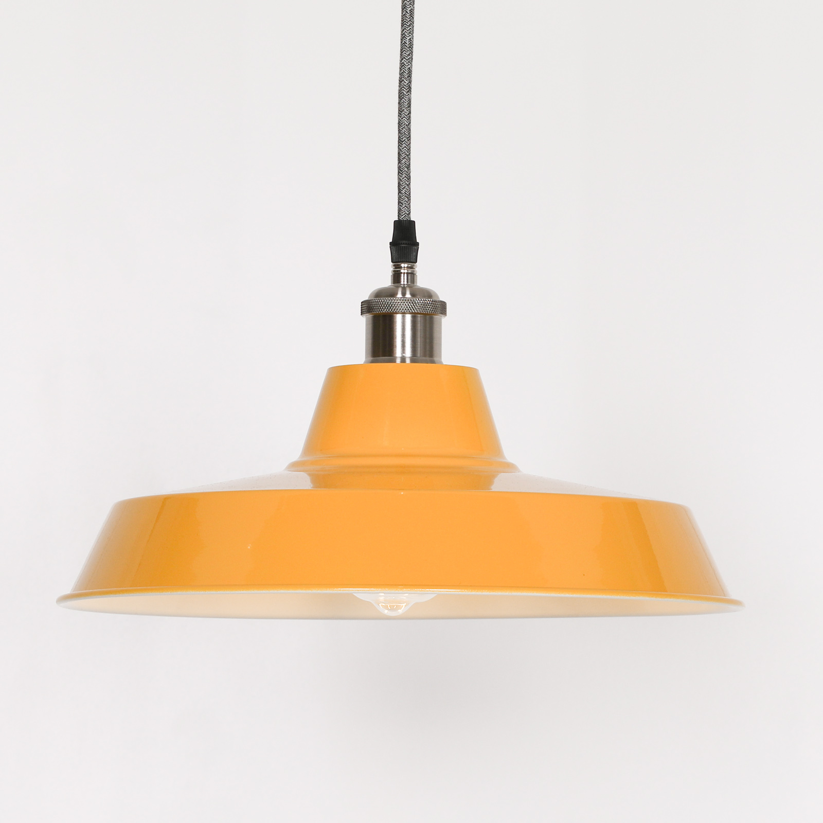 Factory Style Mustard Yellow Enamel Painted 36cm Pendant Light Maison