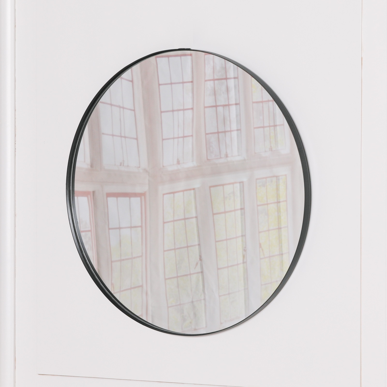 50cm Black Round Wall Mirror Maison Reproductions